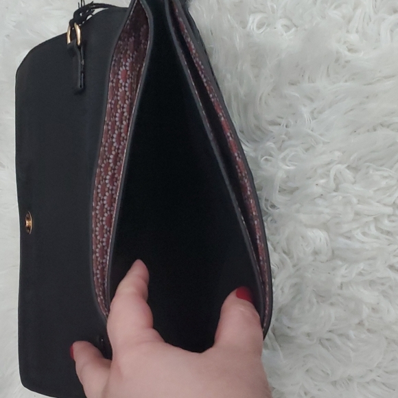 Moda Luxe Black Leather Clutch NWT - Picture 6 of 11